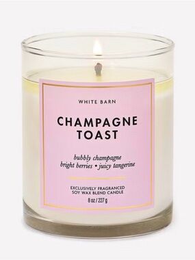 White Barn Champagne Toast Candle - Pink & White with Gold Trim